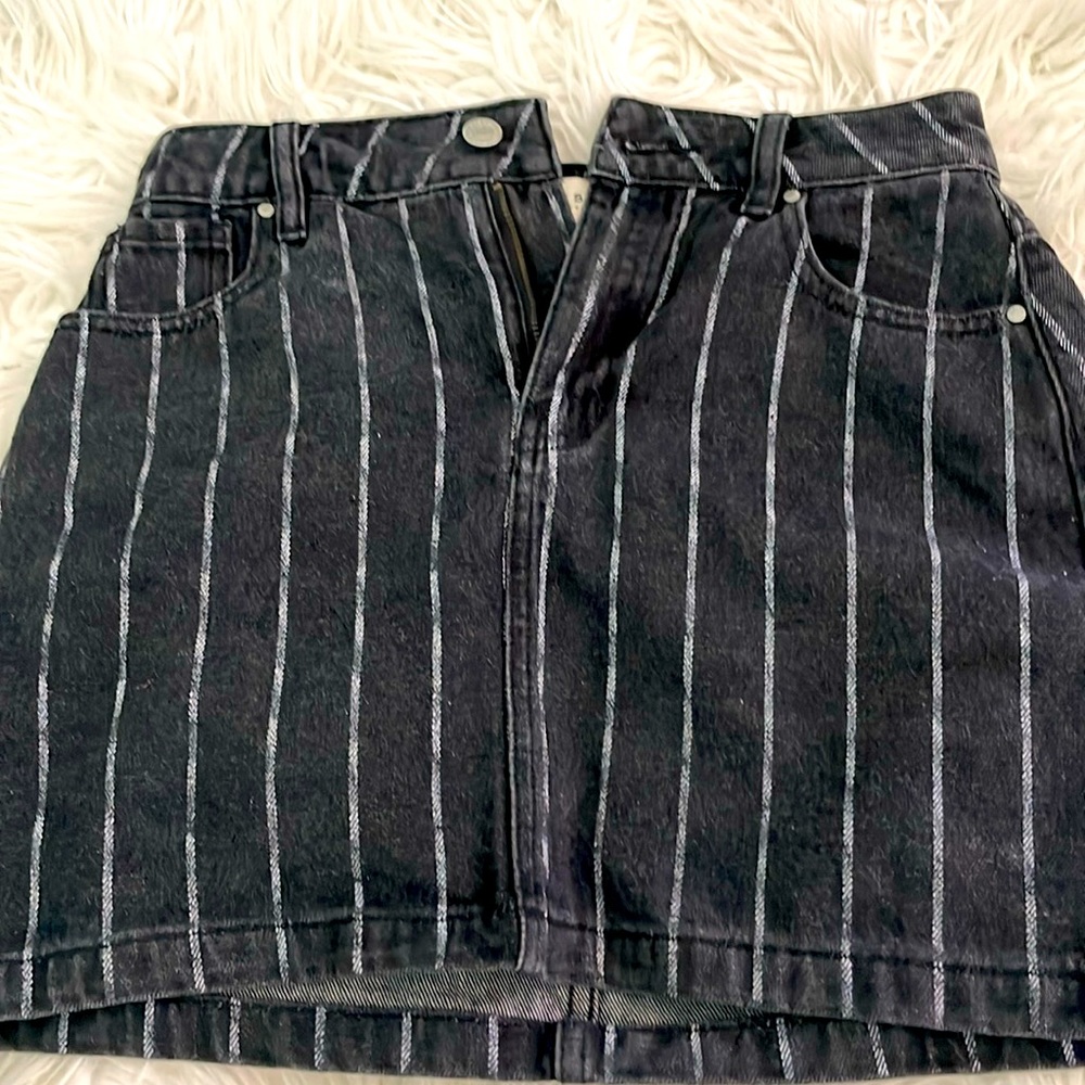 PacSun Black Denim Striped Mini Skirt
